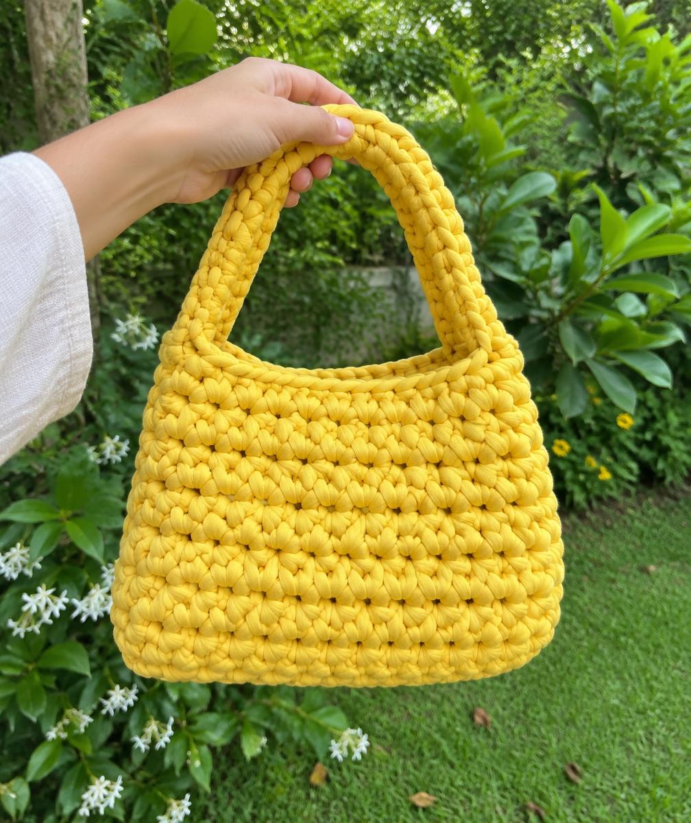 Sac à main jaune en crochet
